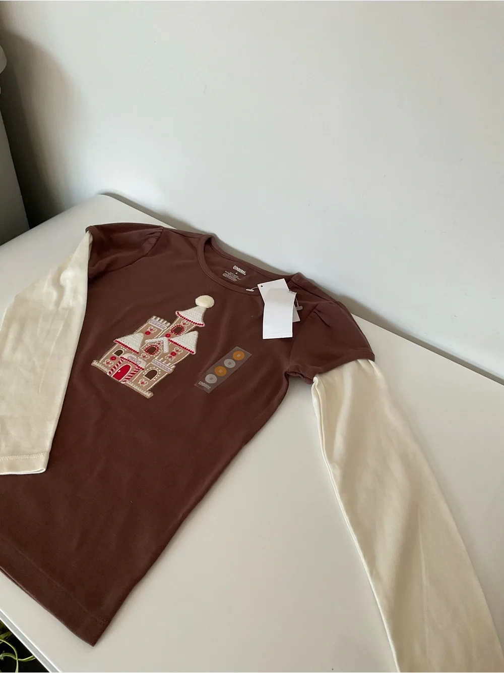 Gymboree Kids Layered Long Sleeve Top - Brown & Cream Size 8 (NWT)